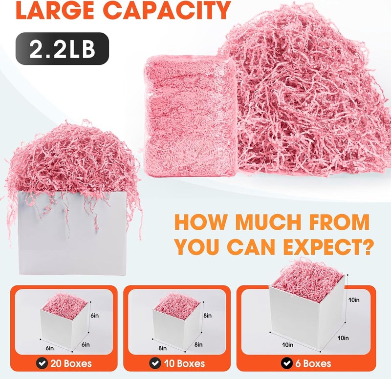 AODESTINY 2.2LBS Crinkle Cut Paper Shred Filler, Shredded Paper for Gift Bag Box Basket, Packing Grass Cushion Crinkle Shred Filler for Christmas Wedding Birthday Bridesmaid Engagement-Pink - Image 2